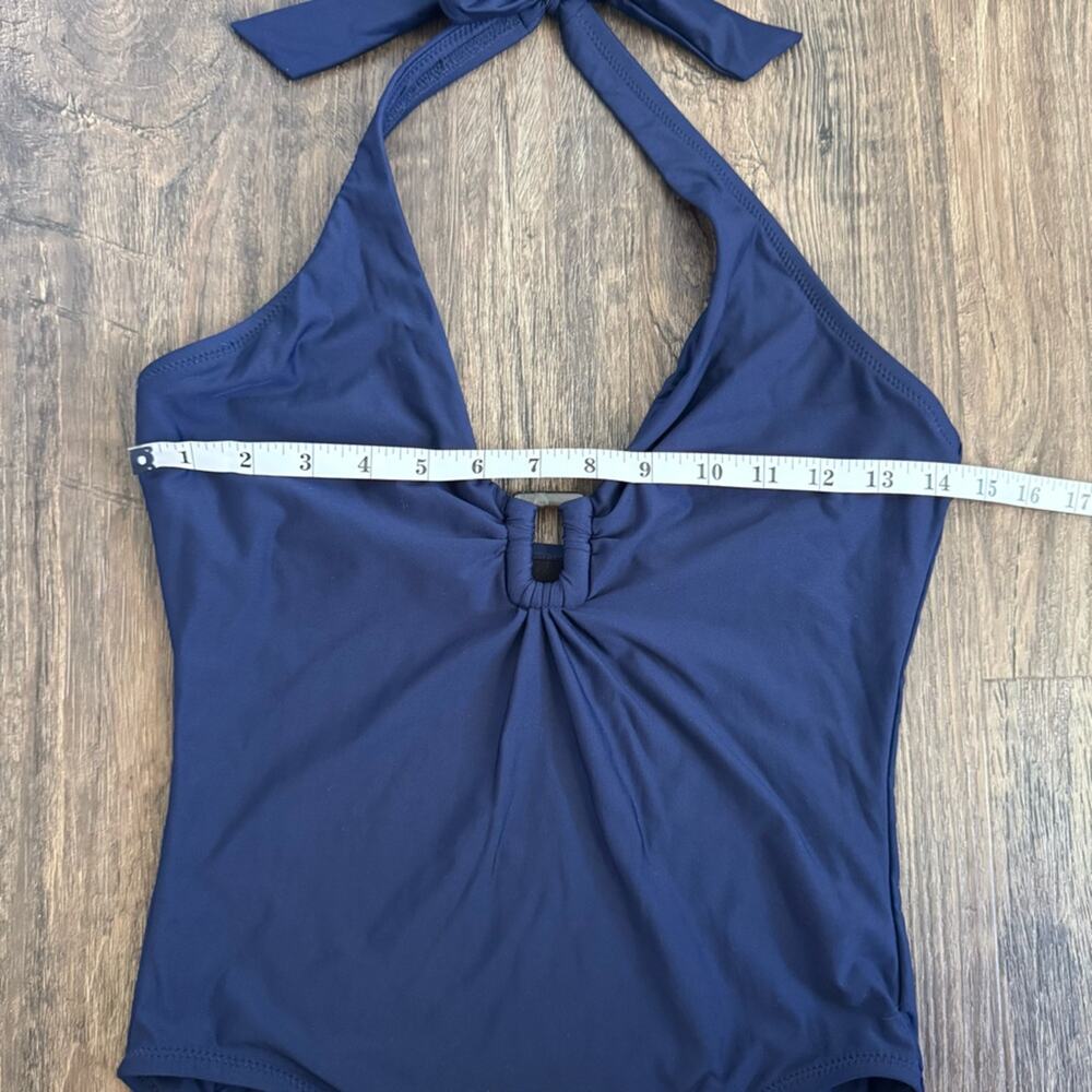 Helen Jon Plunge Tortoise One Piece Swimsuit in Navy Blue S - Picture 7 of 11